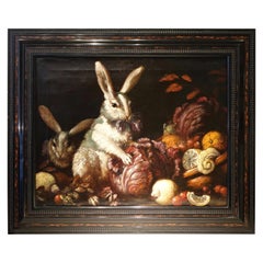 Max Luber Two Rabbits, Oil on Canvas, circa 1930