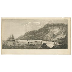 Grabado antiguo de la bahía de Karakakooa por Cook, 1803