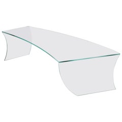 Coffee Center Cocktail Table All Glass Curved Shape Collectible Design Italy