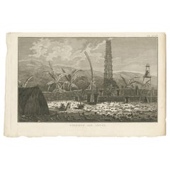 Antique Print of a Cemetery of Atooi Island by Cook, 1803