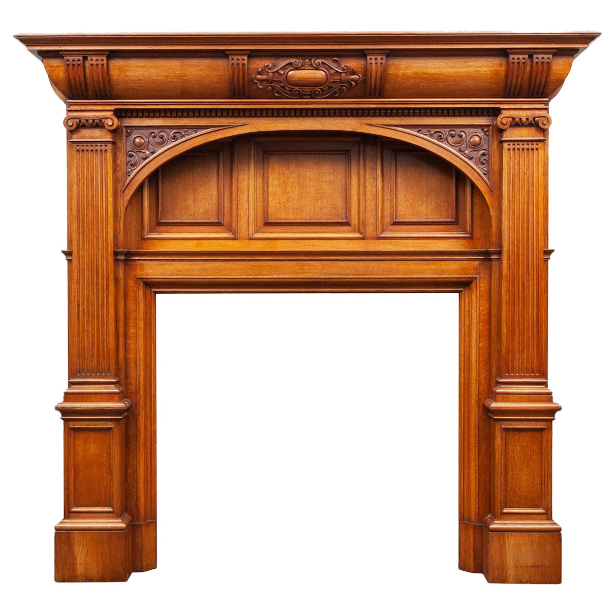 Carved Wooden Antique Mantelpiece For Sale at 1stDibs