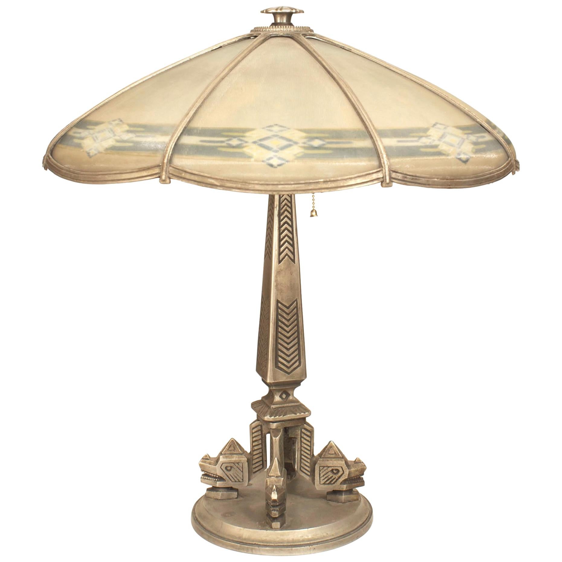 American Art Deco '1920s' "Aztec Design" Table Lamp For Sale