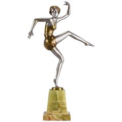 Austrian Cold Painted Art Deco Bronze Figure "Con Brio" by Josef Lorenzl