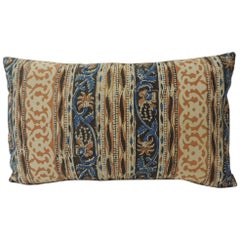 Vintage Indian Hand-Blocked Artisanal Textile Decorative Lumbar Pillow