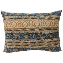 Vintage Indian Hand-Blocked Artisanal Textile Decorative Bolster Pillow