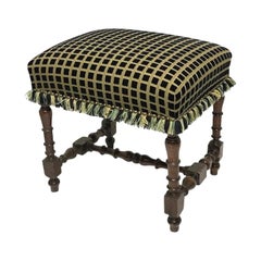 Georgian Walnut Upholstered Bench, English 18th Century, circa 1780