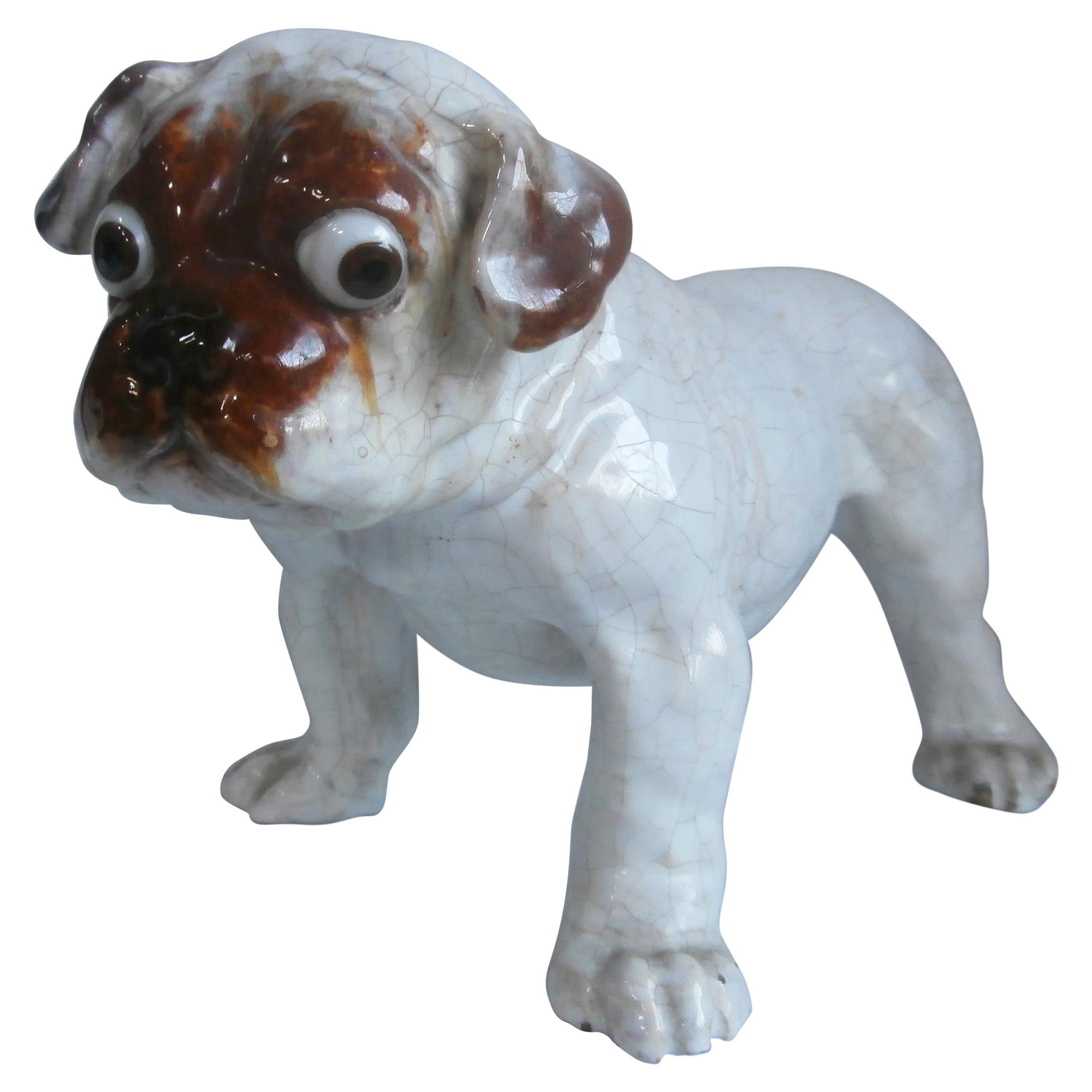 Terrakotta-Bulldogge aus Bavent (Normandie), um 1900.