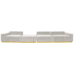 Oberon Cream Velvet Sofa Sectional by Atra
