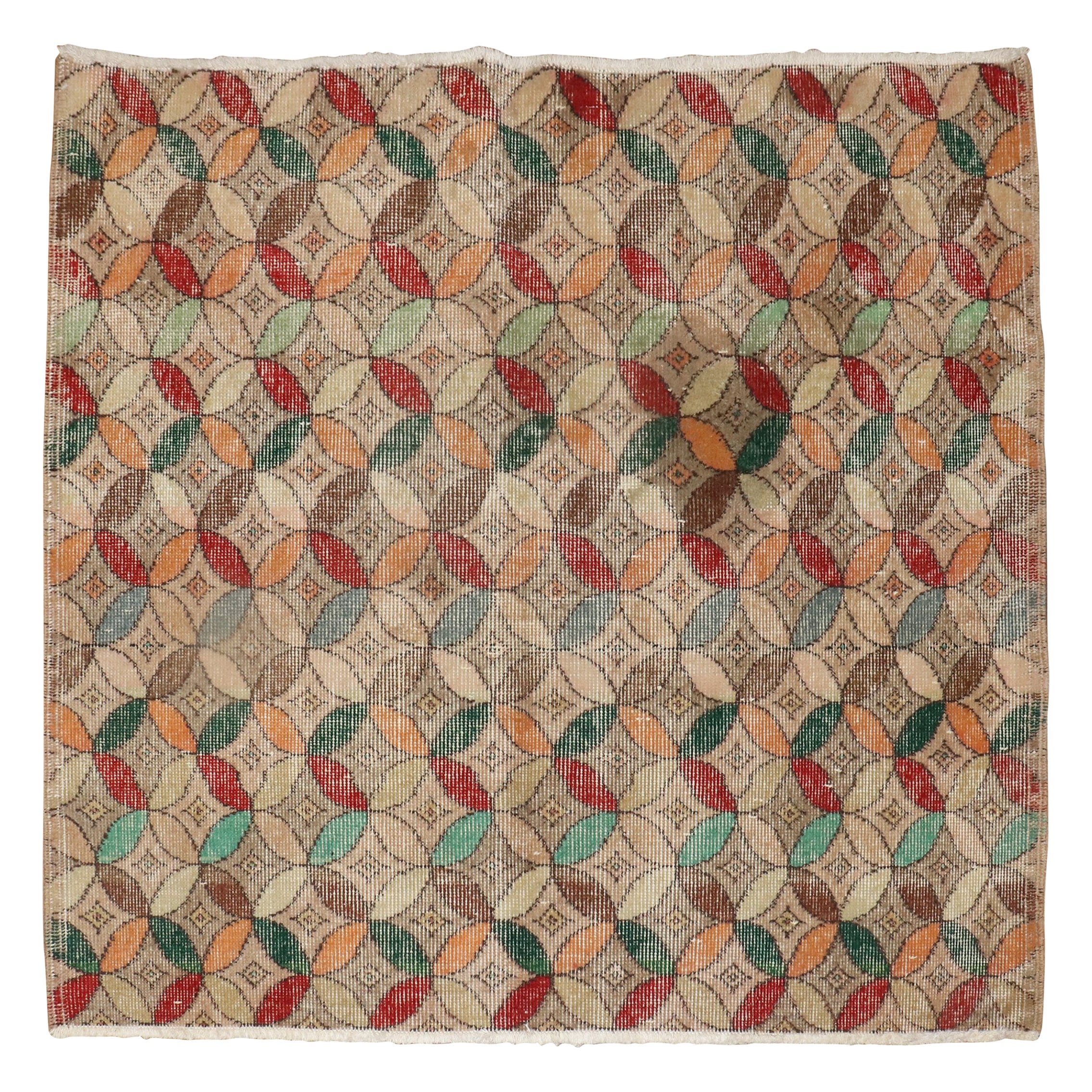 Square Turkish Deco Rug For Sale