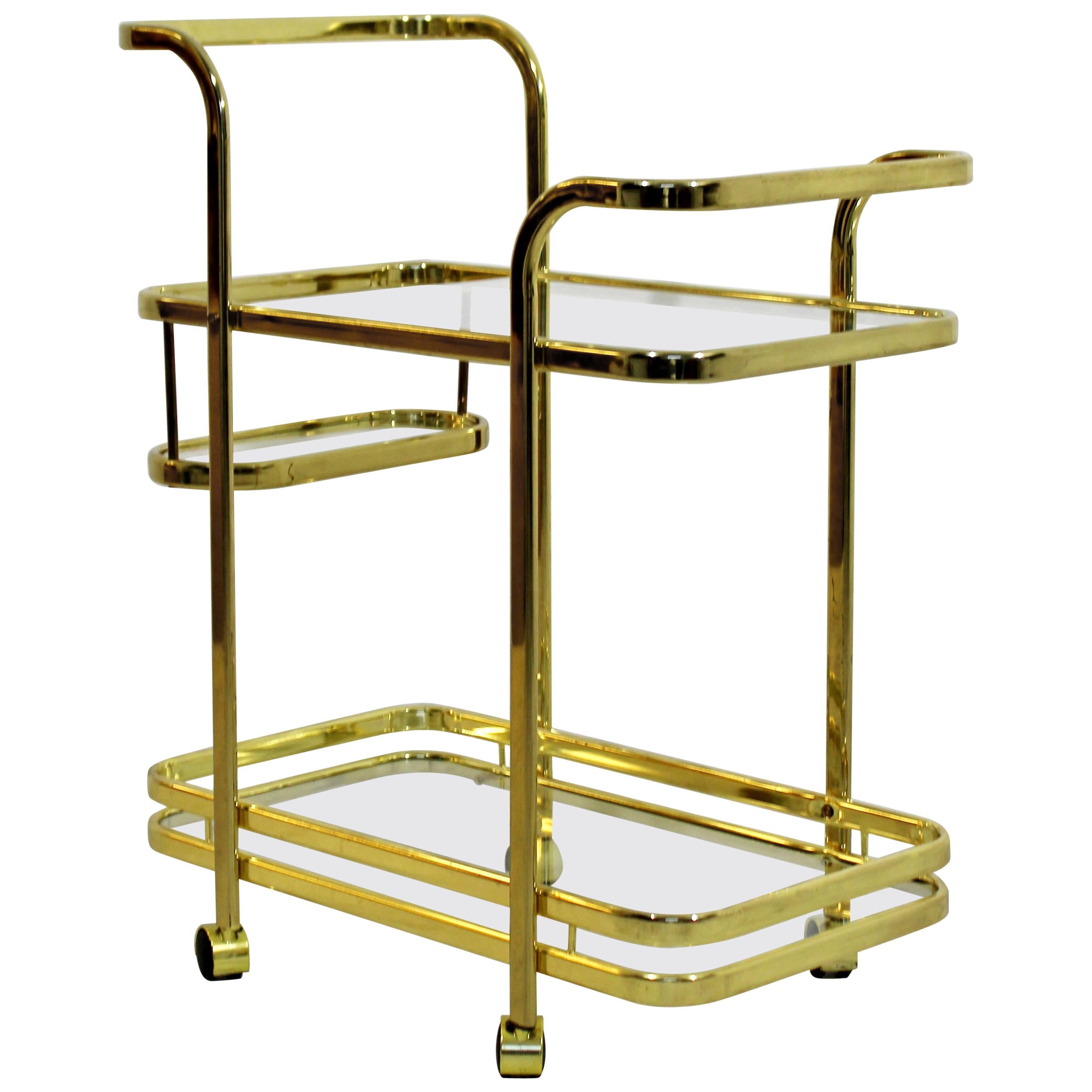 Mid-Century Modern Baughman for DIA Brass Glass Bart Cart Hollywood Regency