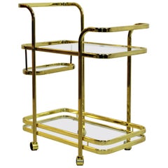 Mid-Century Modern Baughman for DIA Brass Glass Bart Cart Hollywood Regency