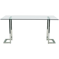 Modern Chrome and Glass Dining Table