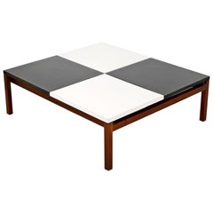 Vintage Mid-Century Modern Black White on Wood Coffee Table by Lewis Butler Knoll 1960s