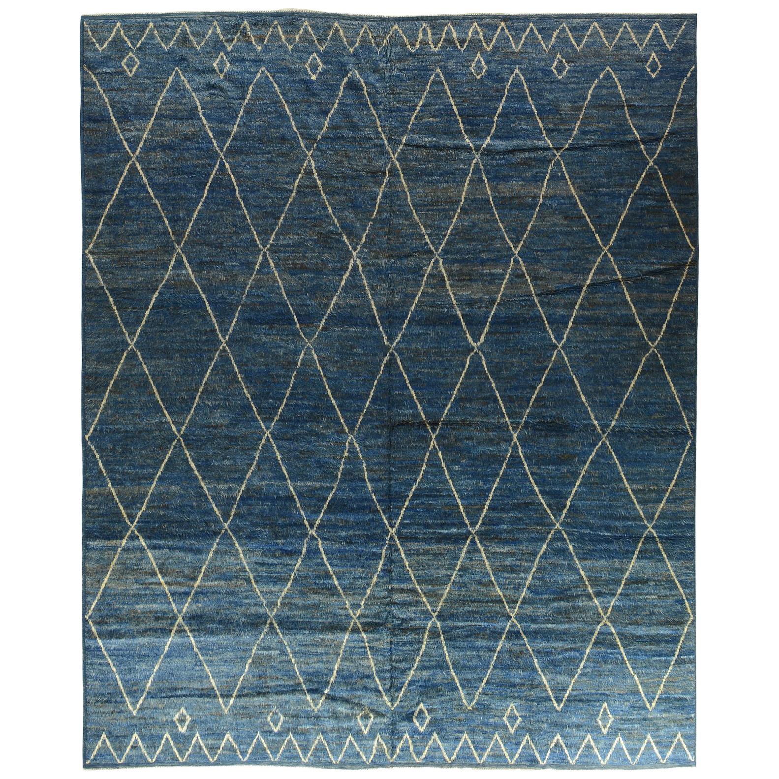 Moroccan Design Blue and Silver Rug