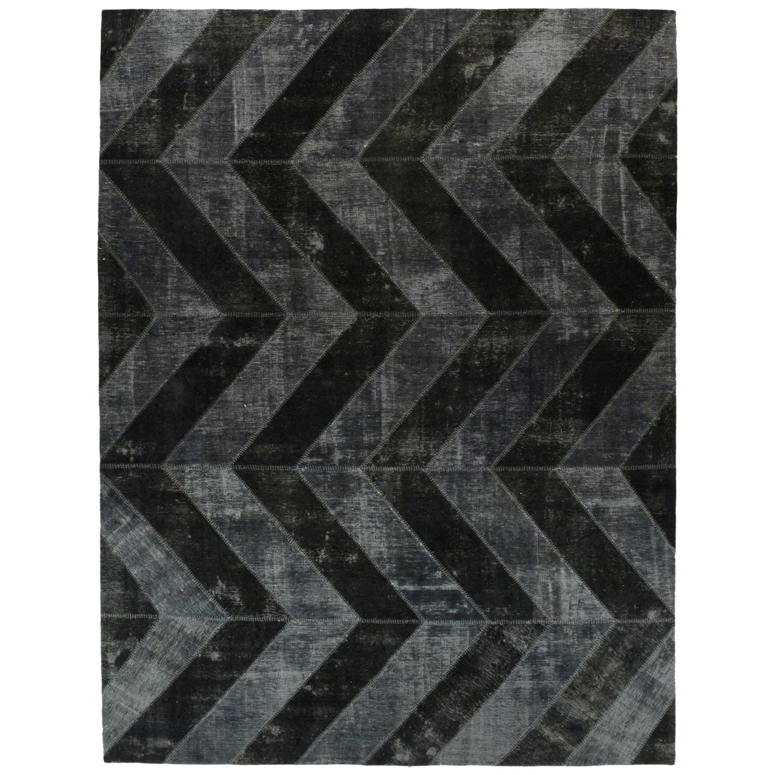 Black and Grey Over-Dyed Rug For Sale