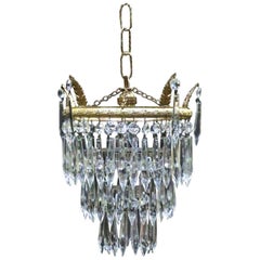 Antique Italian Art Deco Three-Tier Crystal Glass Chandelier