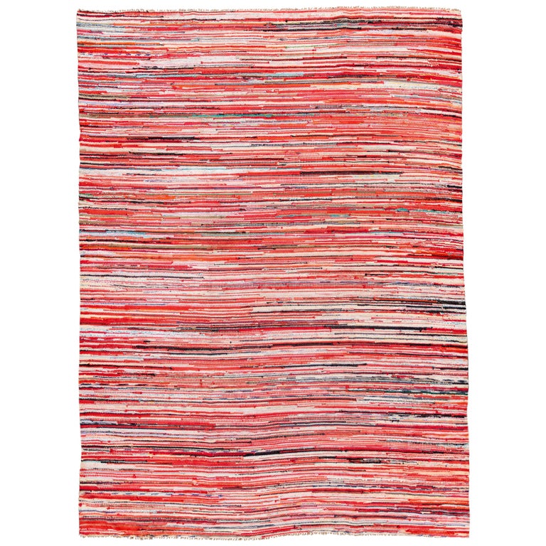 American Vintage Striped Rag Rug For At 1stdibs American Vintage Striped Rag Rug For