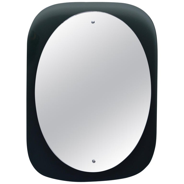 Cristal Arte Oval Mirror With Black Glass Frame At 1stdibs Cristal Arte Oval Mirror With Black