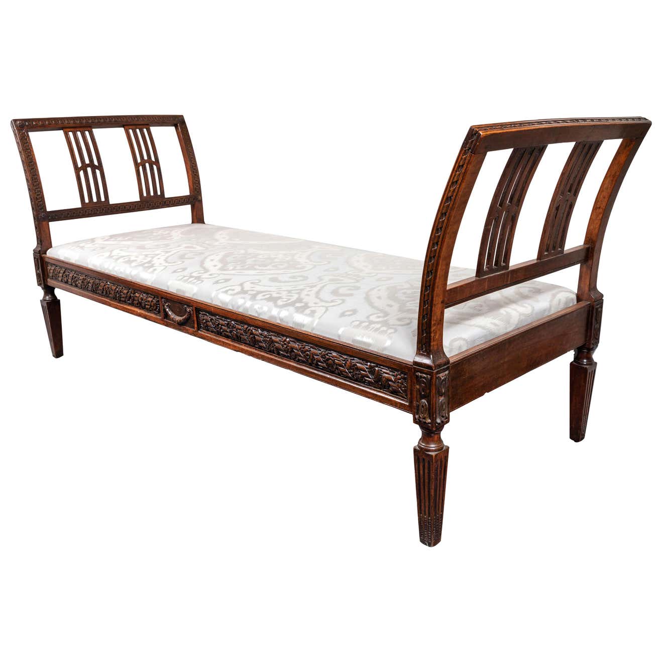 Divan Midieval Elegantly Hand Carved, Northern Italian Divan For Sale at 1stDibs