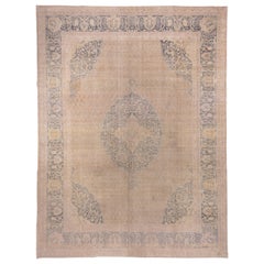 Antiker antiker Oushak-Teppich, weiche Palette, neutrale Farben