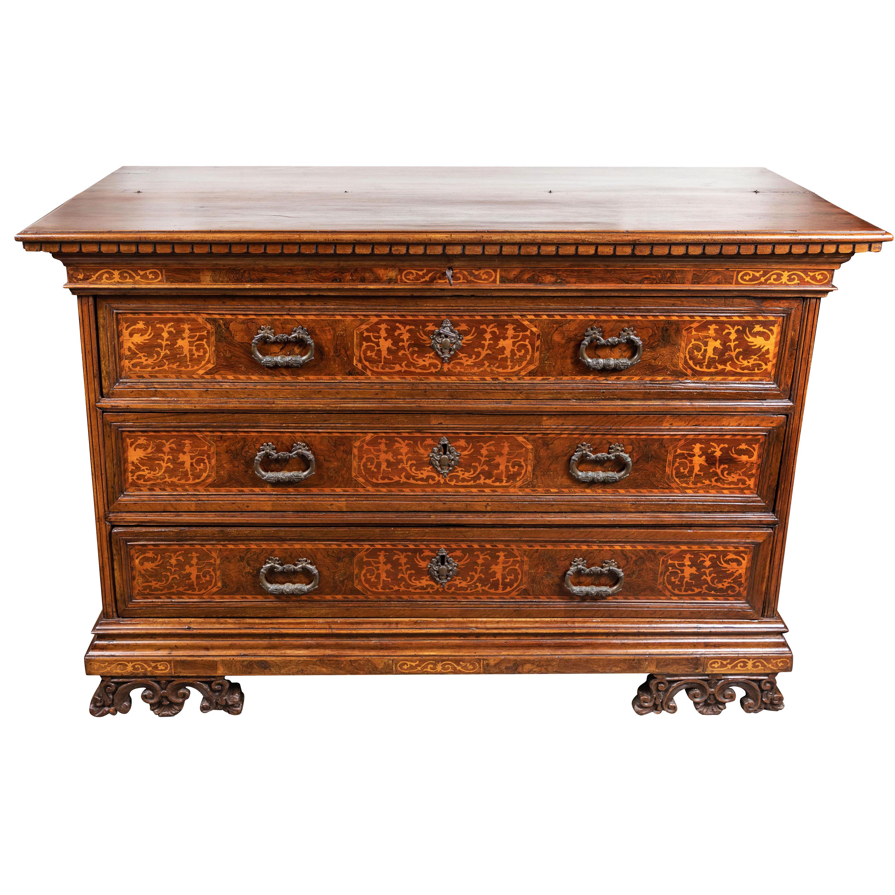 Unique, Flip-Top, Inlaid Italian Commode For Sale