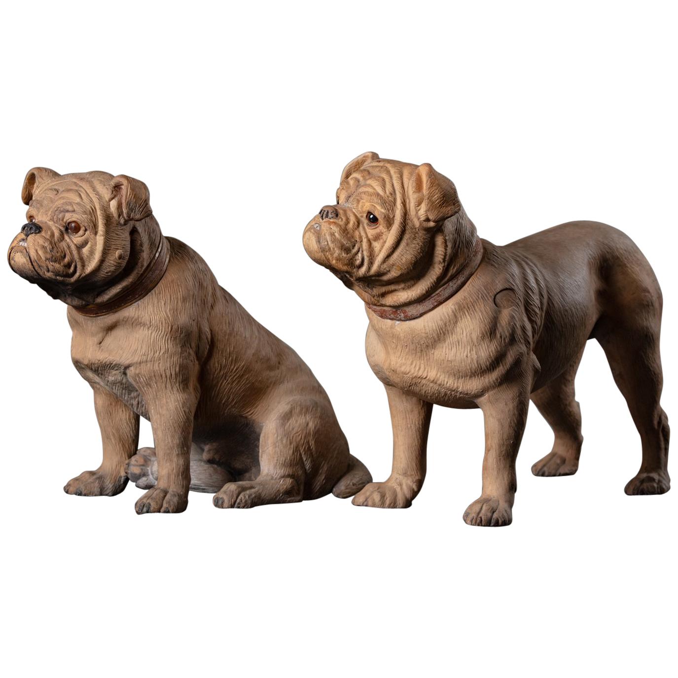 19th Century English Pair of Terracotta Bulldogs For Sale