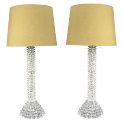 Midcentury, Spiked, Murano Glass Lamps