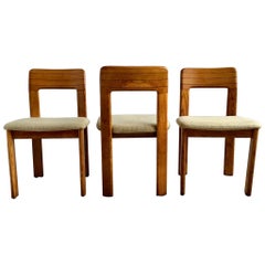 Set of Three Midcentury German Striped Oak Lübke Chairs, 1960s