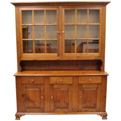 Vintage Tom Seely Pine Wood Step Back Hutch Cupboard China Cabinet