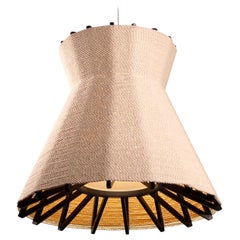 Wrapped Lamp with Blackened Wood Armature and Cotton Shade