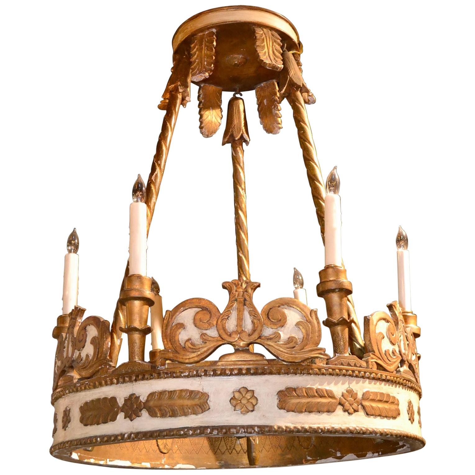 19th Century French Empire Painted Chandelier