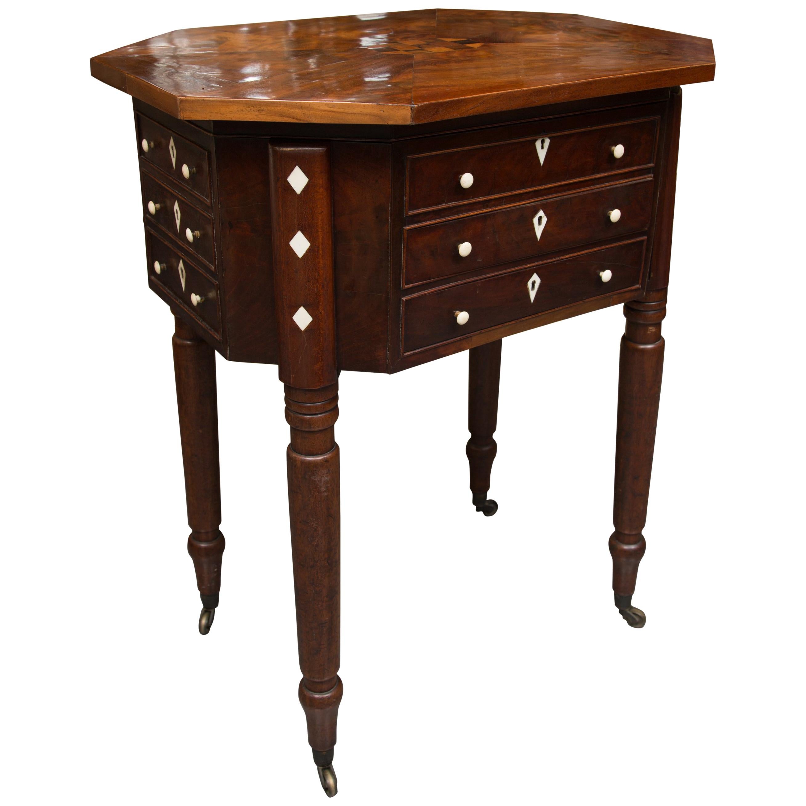 19th Century Charles X Mahogany Sewing Table