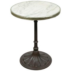 Antique French Art Deco Iron Bistro or Cafe Table with Marble Top