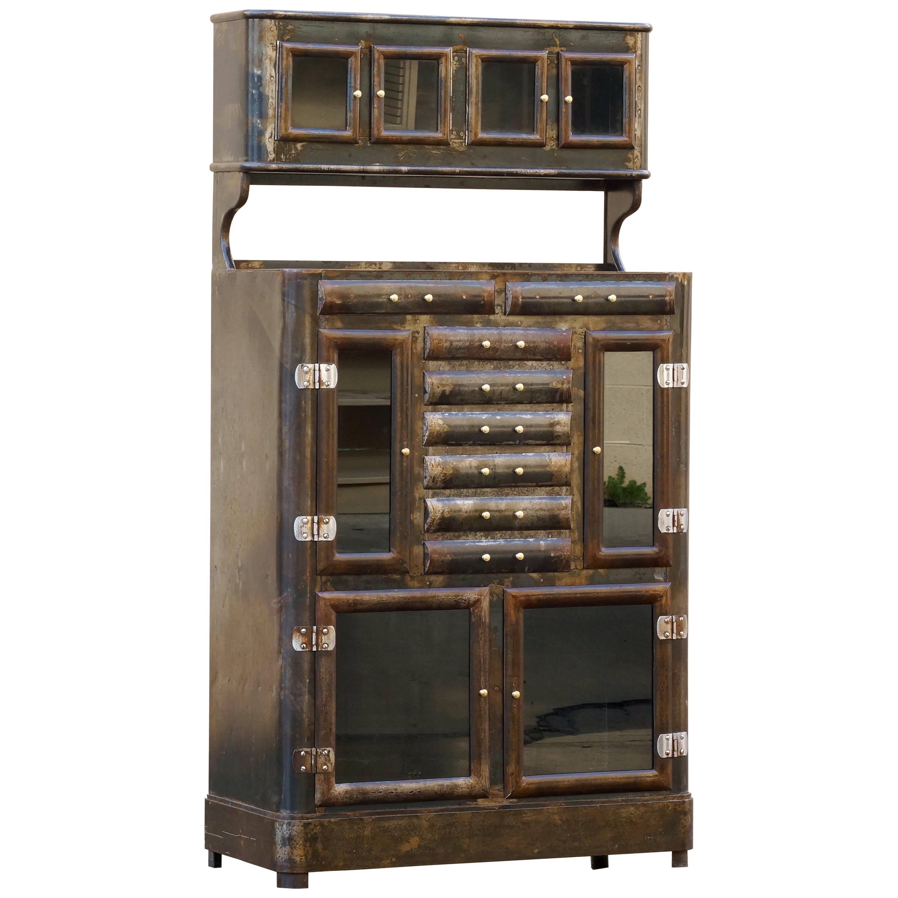 1920s Apothecary Cabinet with Distressed Patina