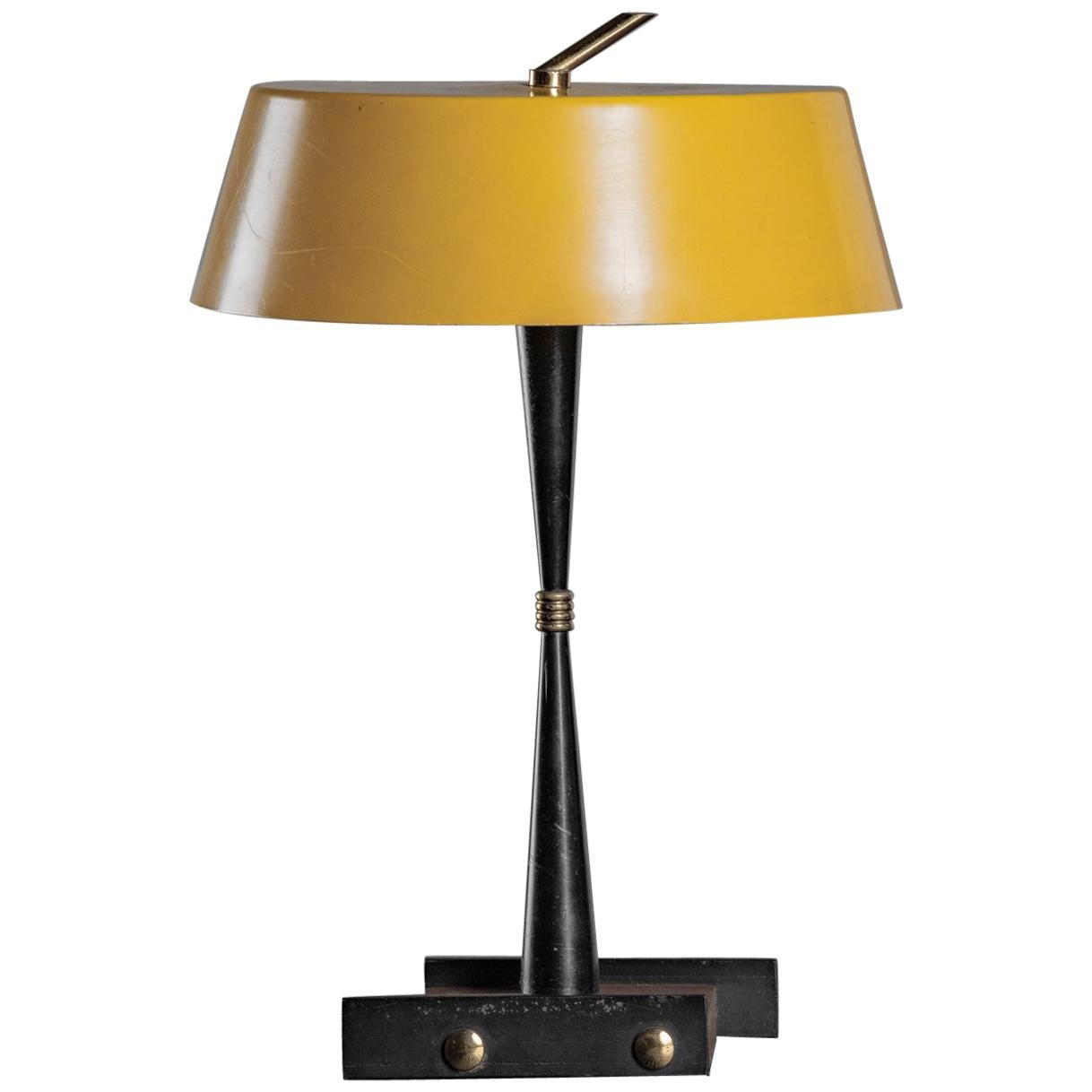 1950s Italian Metal and Wood Table Lamp