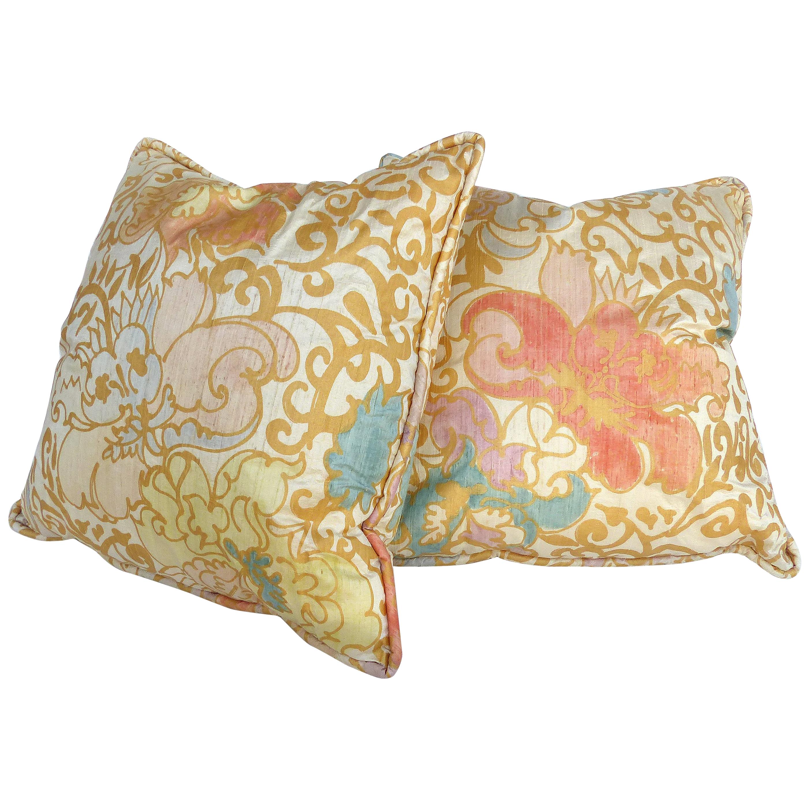 Barbara Beckmann Hand-Printed Silk Pillows, Pairs Available