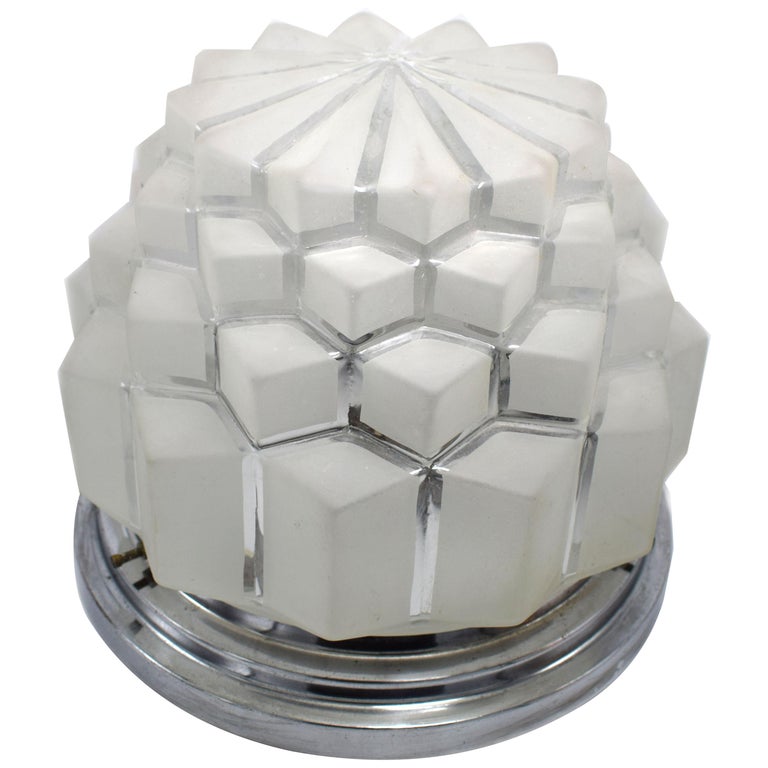 Huge Art Deco Skyscraper Flush Ceiling Light French Circa