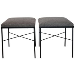 Pair of Iron X-Base Ottomans, 1950s