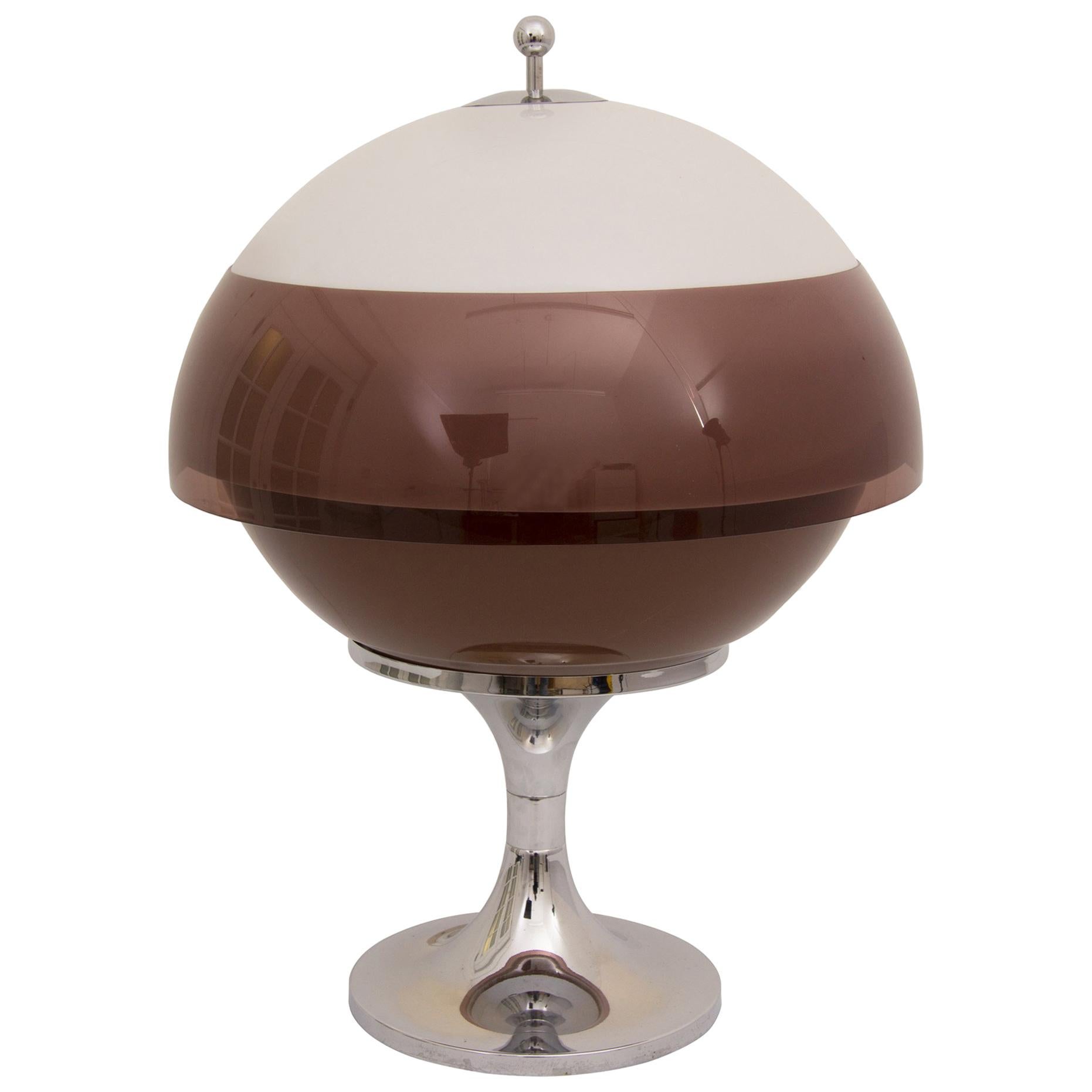 Midcentury Huge Perspex and Chrome Saturn Globe Lamp For Sale