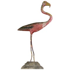 Antique Early 20th Century Flamingo Garden Statue