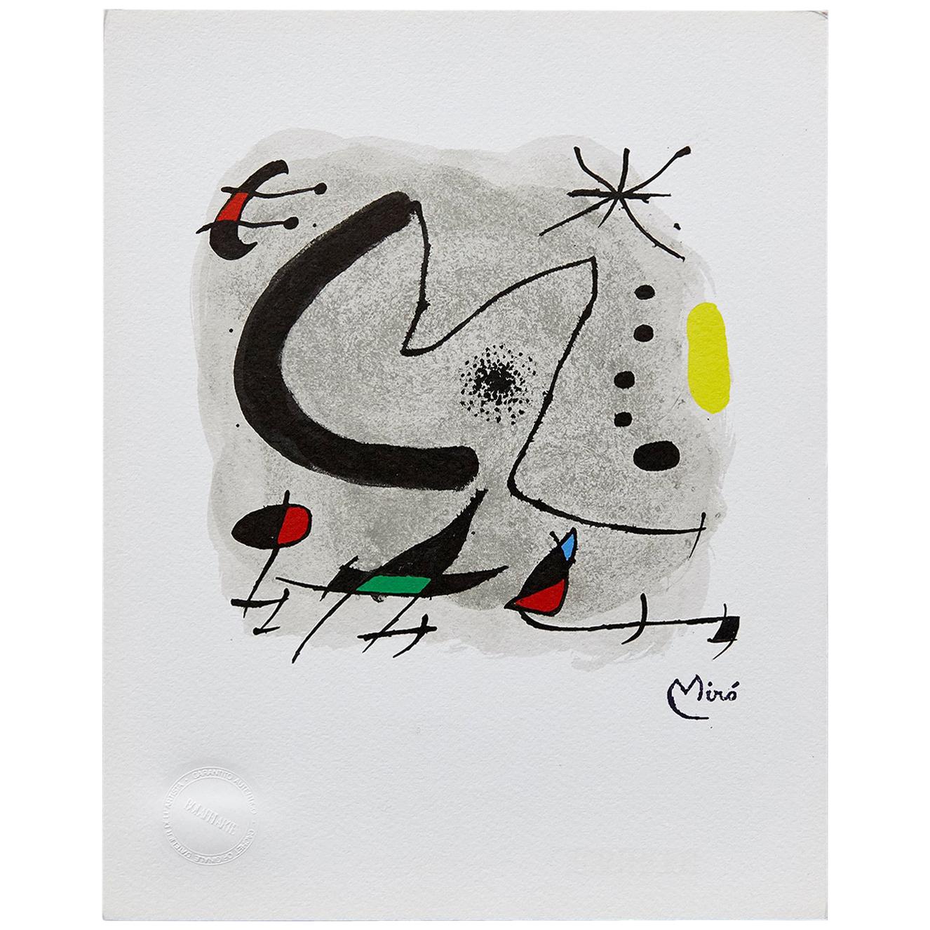 Joan Miro, Abstract, Black Red Green Yellow Photolithography