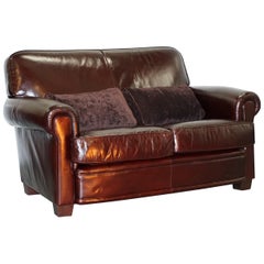 Used Small Wide All Leather Tetrad Motrose Two-Seat Sofa Feather