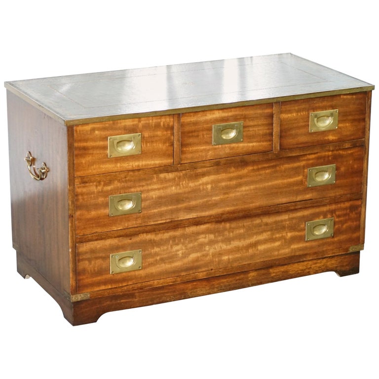 Bevan Funnel Reprodux Campaign Chest Of Drawers Leather Top Tv
