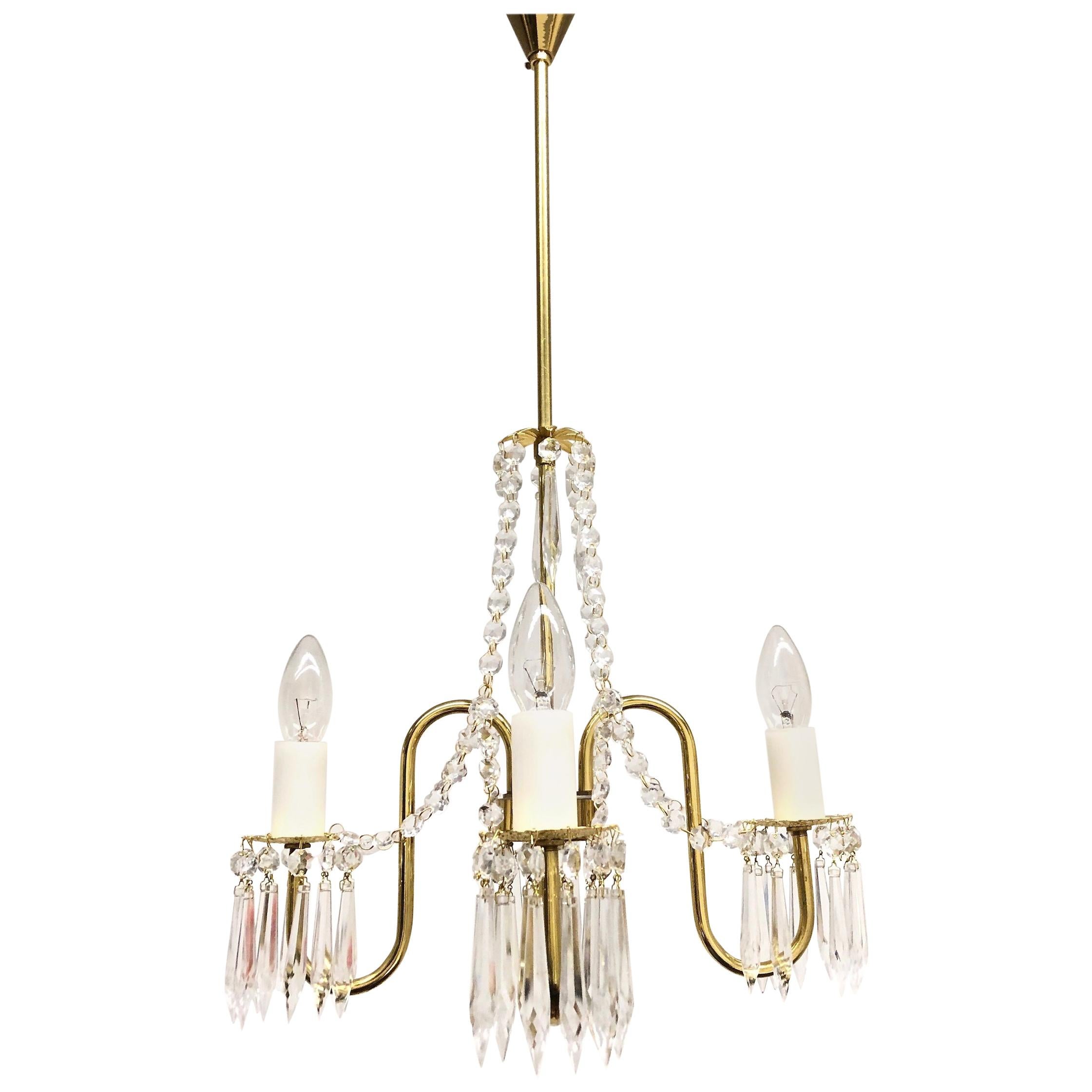 Empire Style Crystal Chandelier with Four Lights, 1950s, Austria