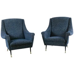 Pair of 1950s French Fabric Armchairs
