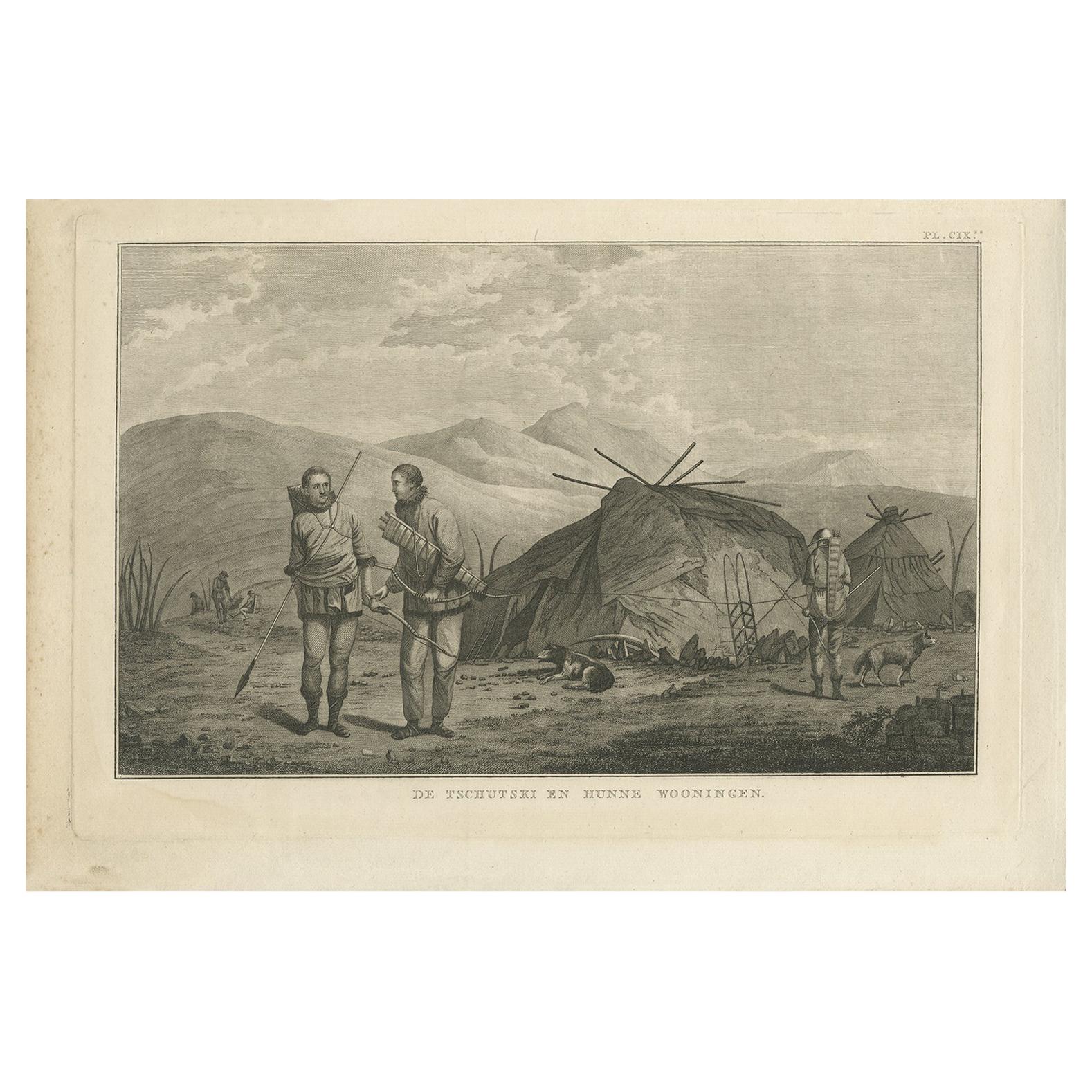 Antique Print of Chukchi People by Cook, 1803