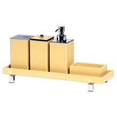 Ensemble de salle de bain carrée en cuir jaune Poseidon