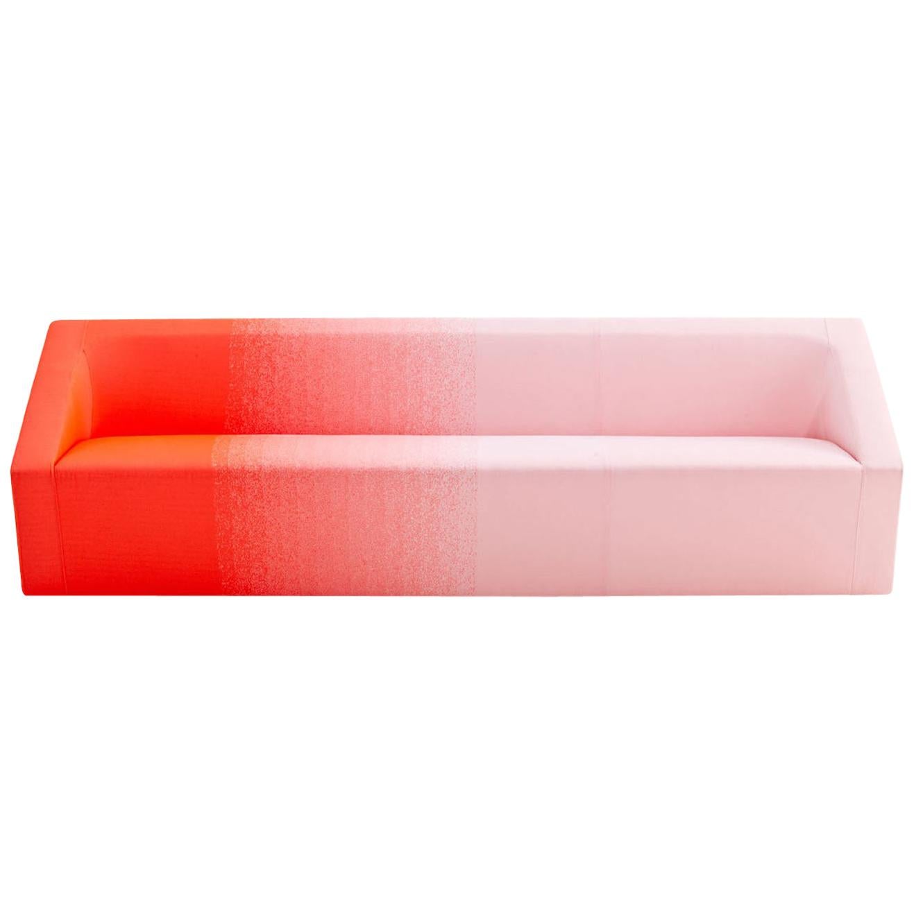 Moroso Blur Sofa by Marc Thorpe in White and Orange Neon Blur Fabric For Sale