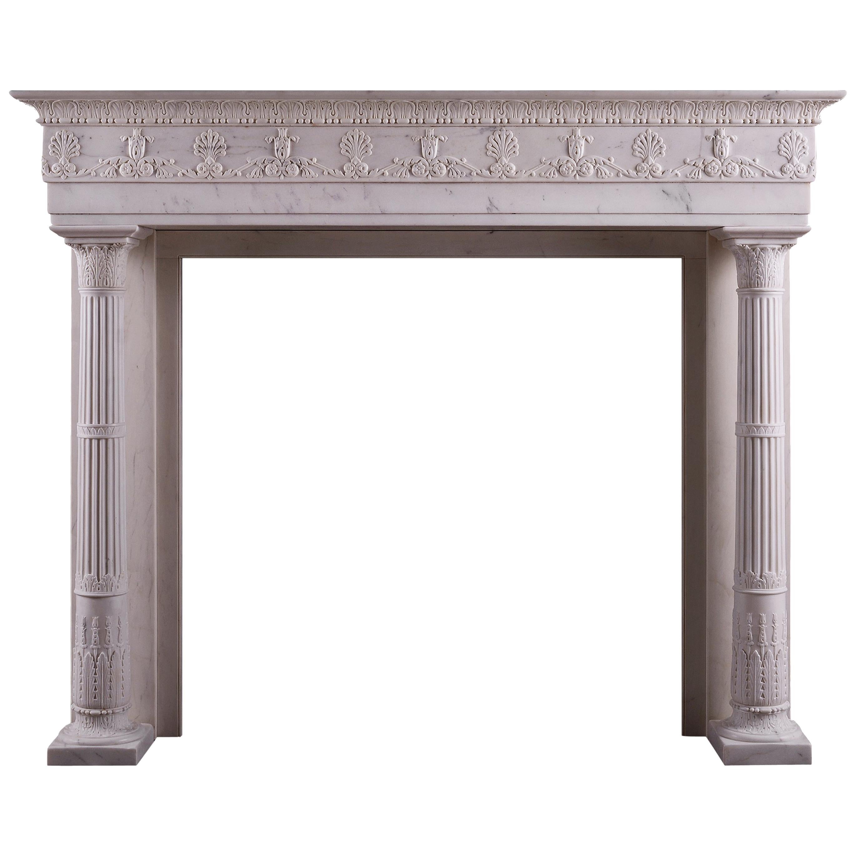 Period Regency Fireplace in Statuary White Marble