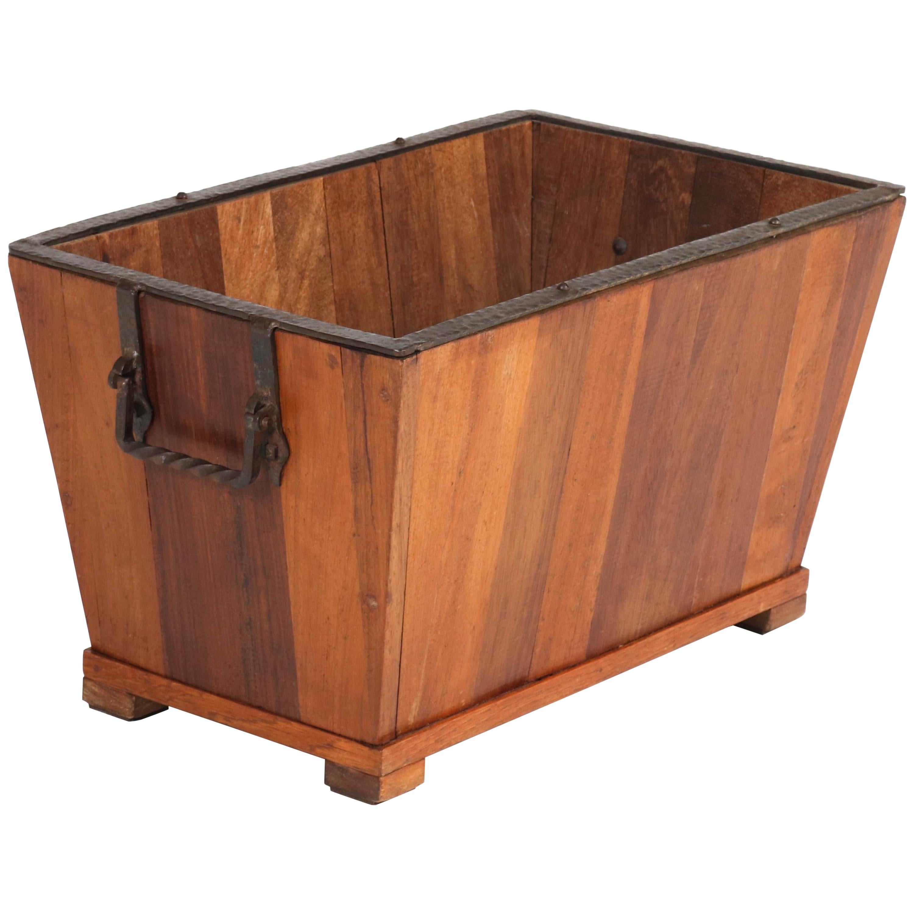Dutch Padouk Mid-Century Modern Firewood Box, 1950s
